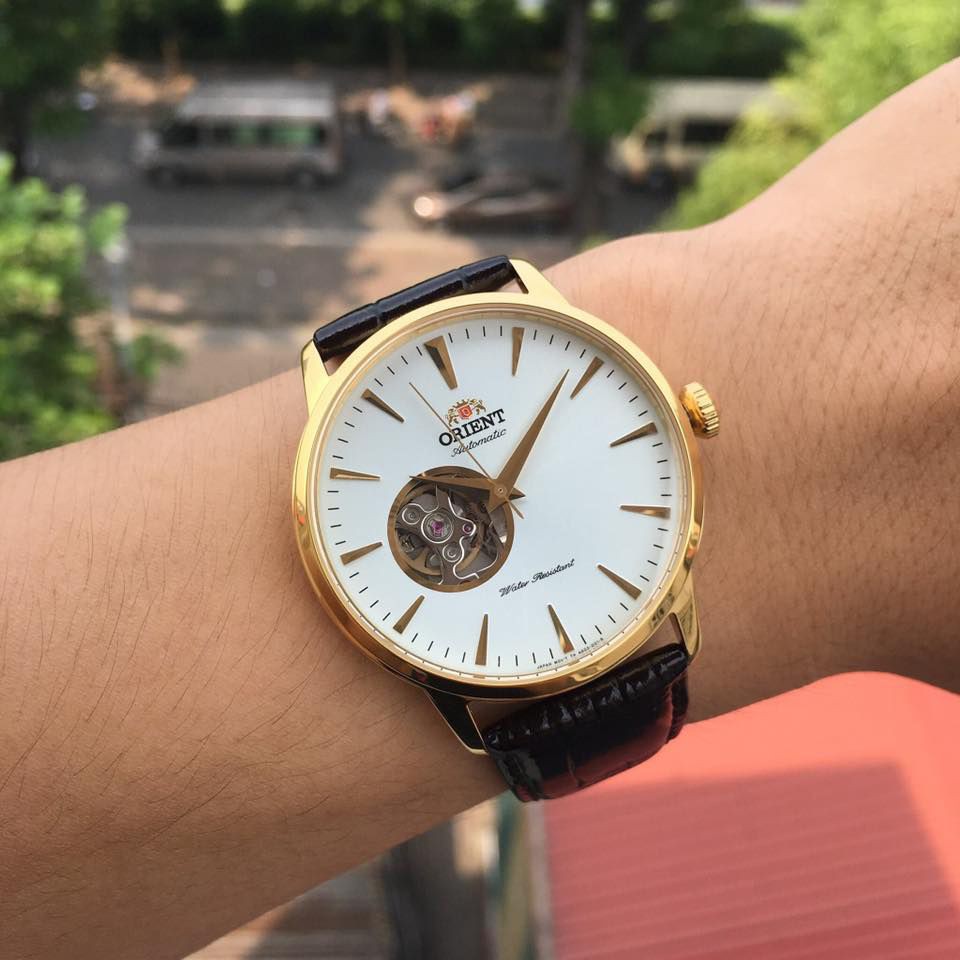 Đồng hồ nam dây da ORIENT FAG02003W0 chính hãng Automatic Open heart