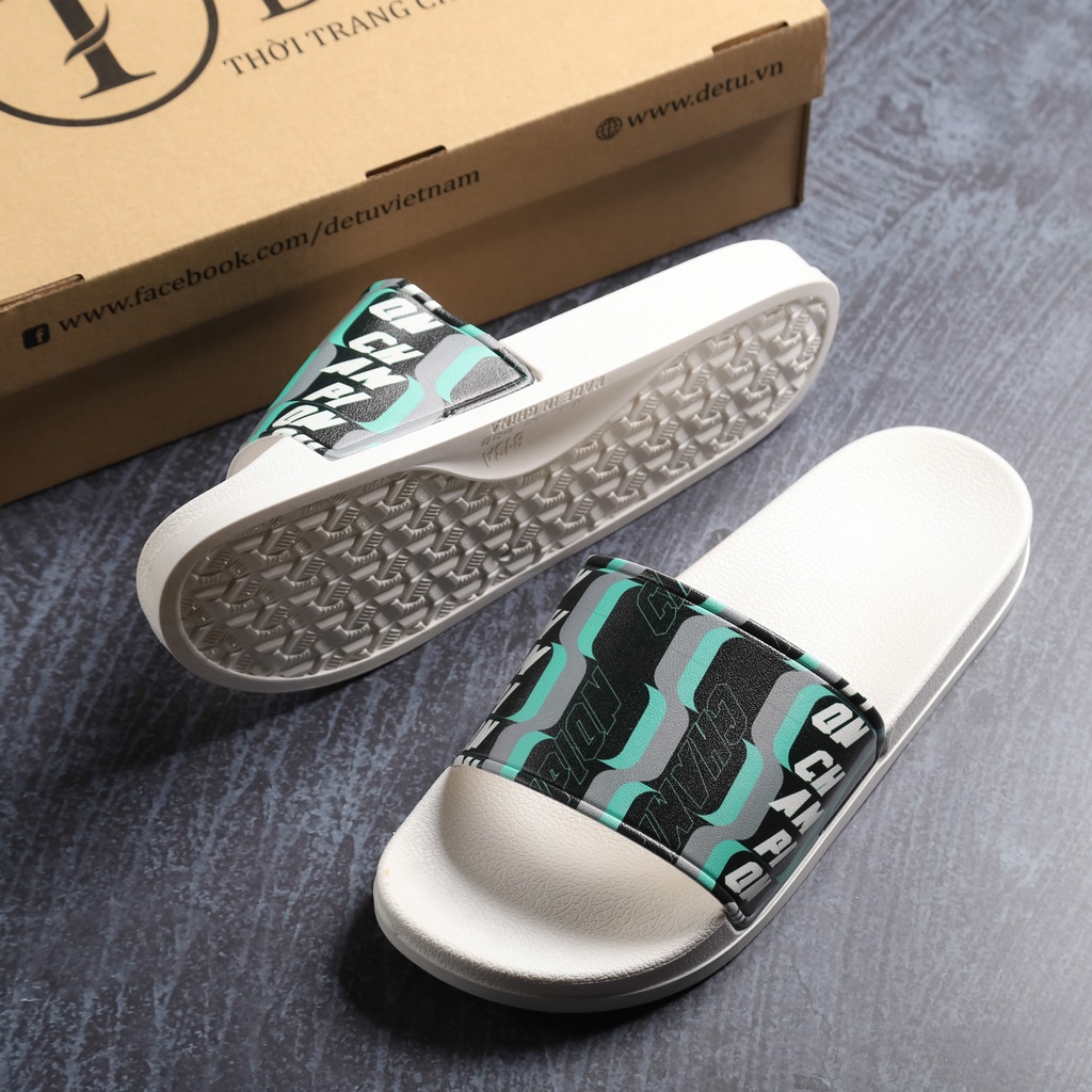 Dép Quai Ngang Unisex DETU DNT17 (Trắng/Xanh)