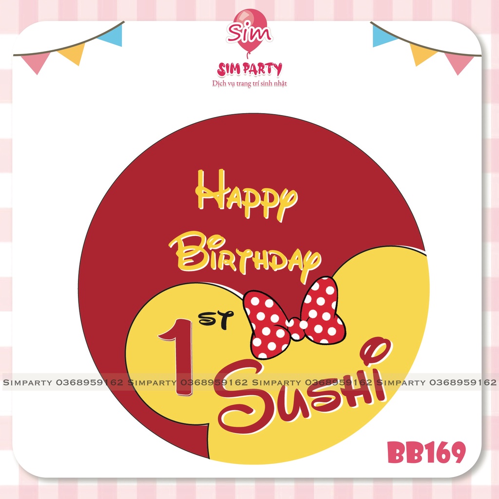 Backdrop trang trí sinh nhật bé trai bé gái phông bạt vải Silk, Hiflex in trực tiếp theo tên bé