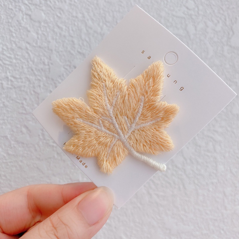 Kẹp Tóc Thêu Hình Lá Phong Xinh Xắn Phong Cách Hàn Quốc Cho Bé