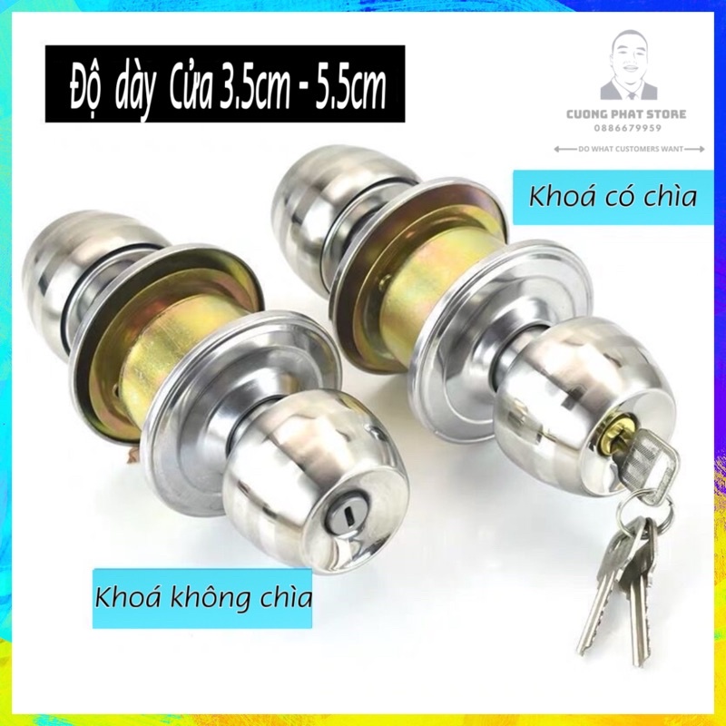 Ổ khóa cửa vệ sinh tay nắm tròn không chìa khoá dùng cho Toilet phòng tắm chất liệu inox Cường Phát KCT01