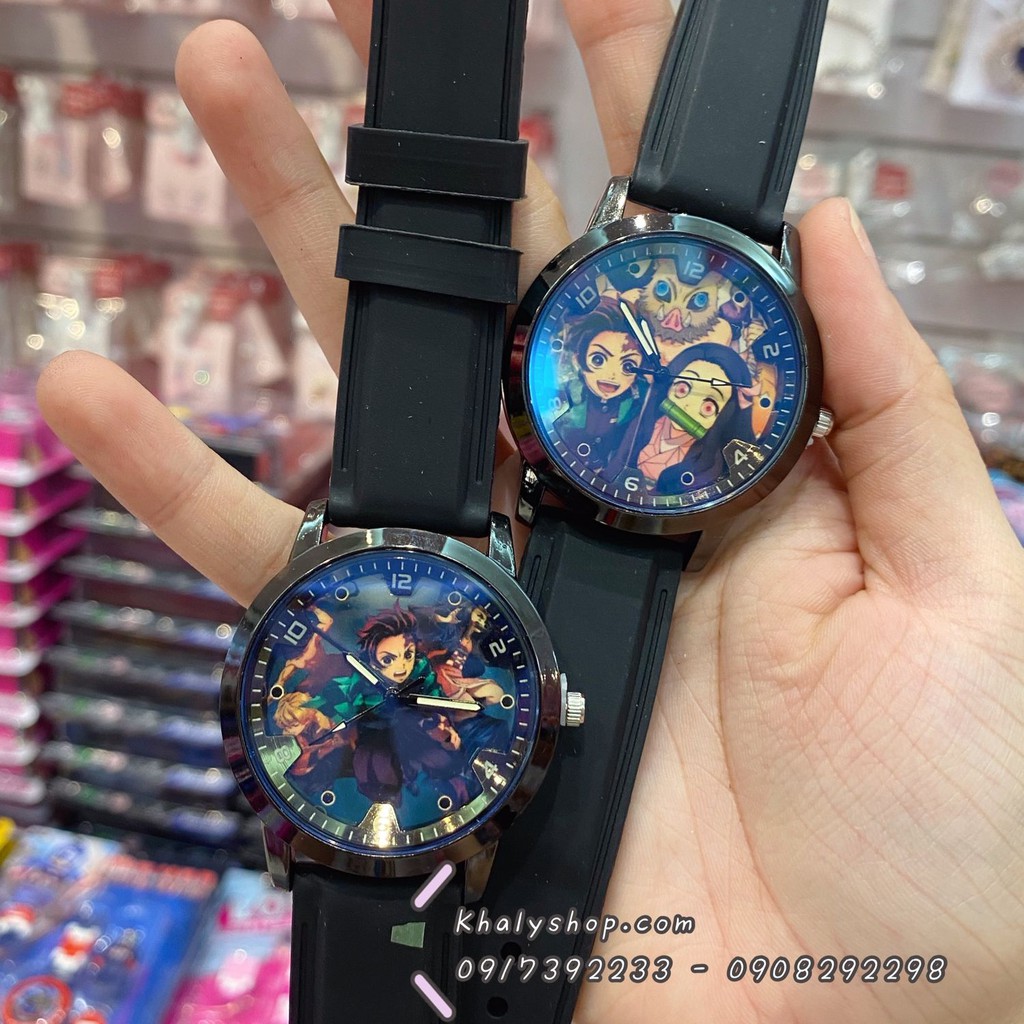 Đồng hồ tròn kim đeo tay hình Kimetsu (Thanh gươm diệt quỷ) màu đen siêu hot cho các bé | BigBuy360 - bigbuy360.vn