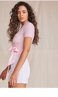 Áo thun cổ tim F21 CỘT EO
