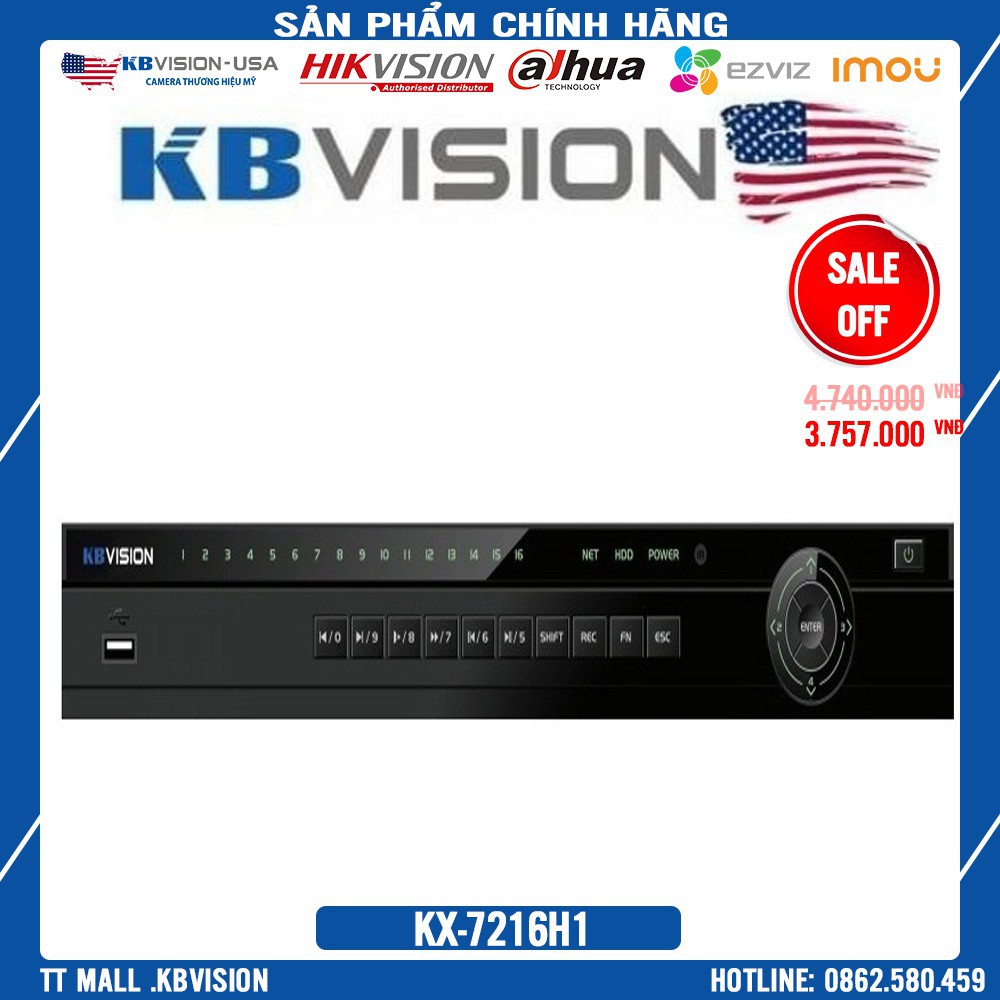 . Đầu ghi hình 16 kênh 5 in 1 KBVISION KX-7216H1 .