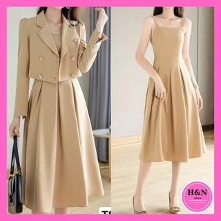 Set áo váy 2 dây thiết kế , set áo đầm xòe trẻ trung thanh lịch HN clothing S6