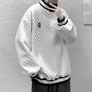 Áo Sweater Nam Cổ Tròn Dáng Rộng Sọc Ca Rô Thời Trang Retro Đơn Giản Cho Nam Nữ áo len nam nữ hàn quốc áo len trắng