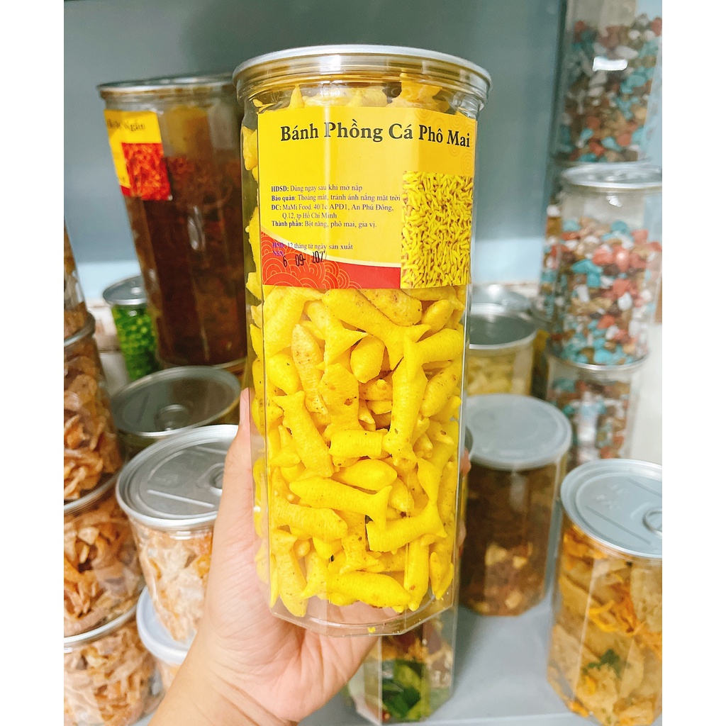 Bánh Phồng Cá Vị Phô Mai, snack giòn thơm, lon pet 200g Mami Food