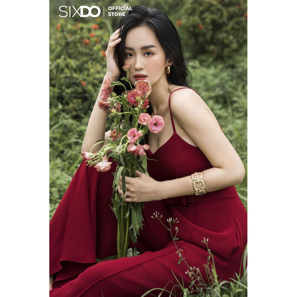 [Mã FAMALLT5 giảm 15% đơn 150k] Jumpsuit nữ SIXDO Red Woven Jumpsuit 6JL063