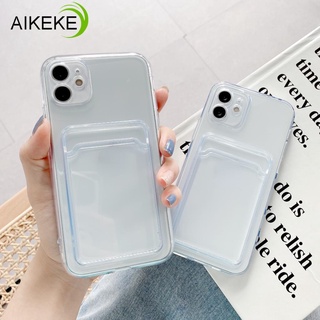 Ốp điện thoại silicon mềm trong suốt có ngăn đựng thẻ cho Samsung Galaxy S21 Fe S21 S20 Ultra+ S20 Fe S10 Lite S9 S8+