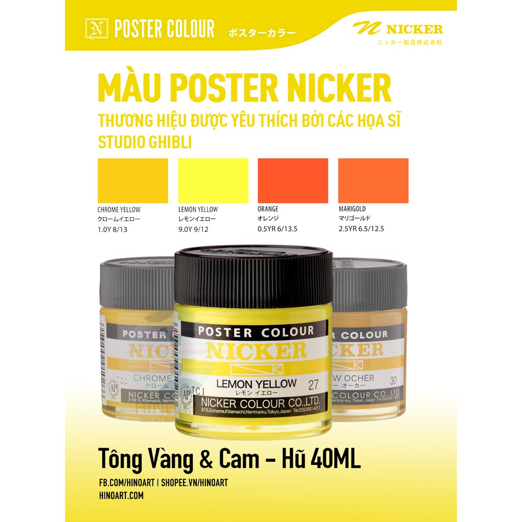 Tông vàng, cam màu poster Nicker hũ 40ml - lẻ