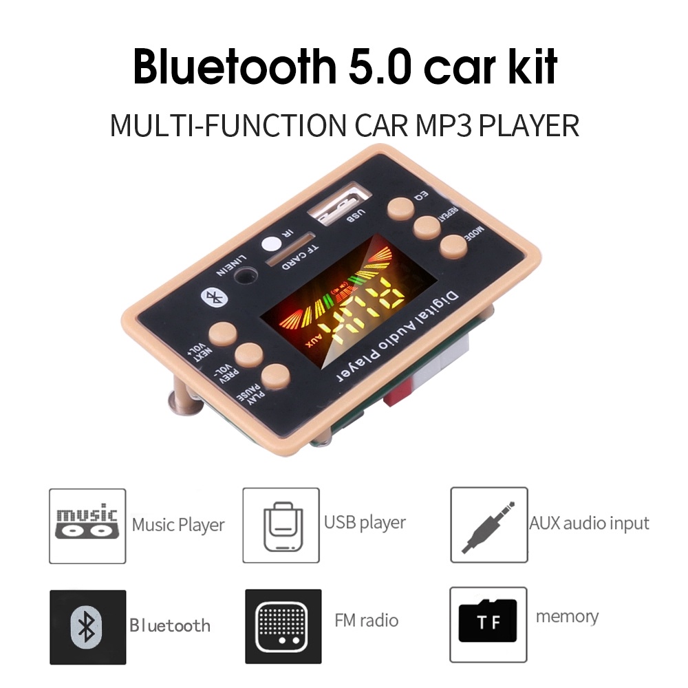 Module Bluetooth - Mạch giải mã Âm Thanh Bluetooth 5.0, Thẻ nhớ, Màn hình màu, 5v - 12v dùng cho Amply, Loa kéo, Xe hơi