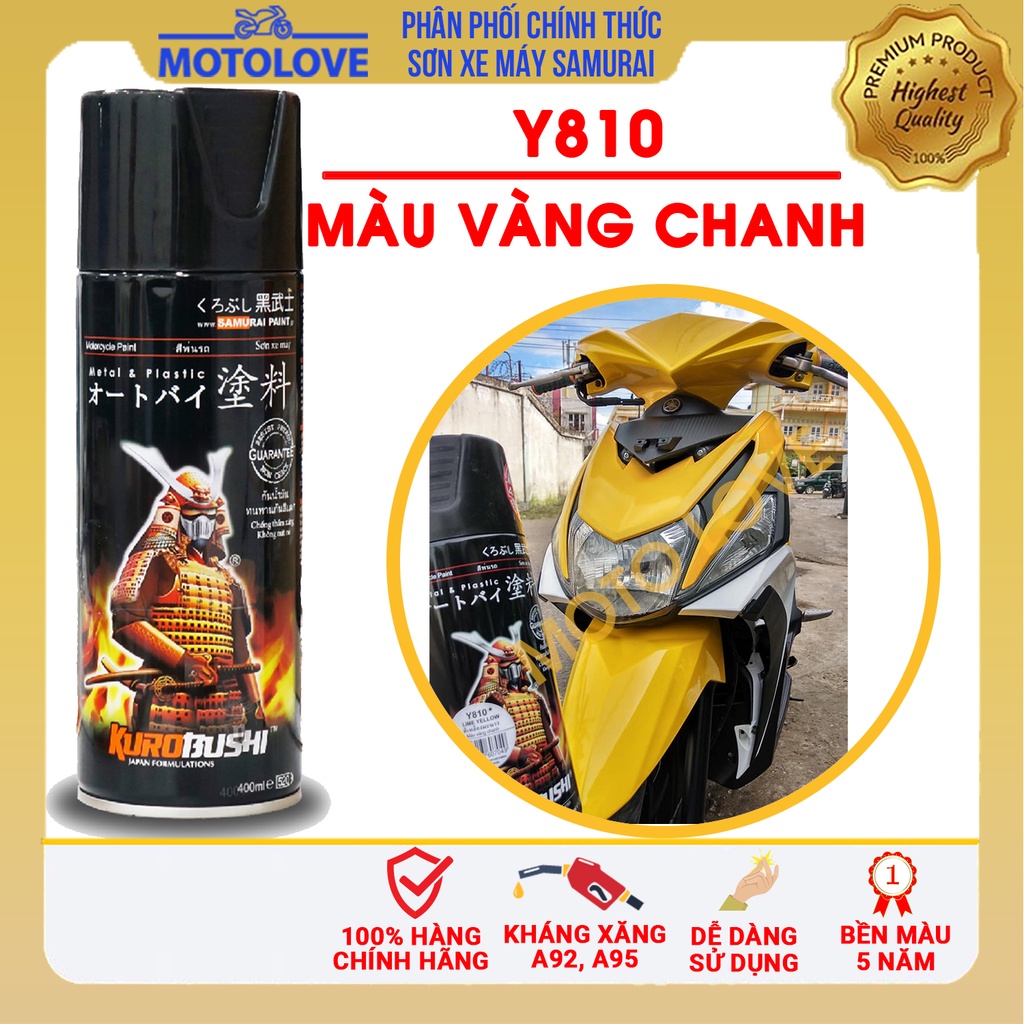 Combo Sơn Samurai màu vàng chanh Y810 loại 2K chuẩn quy trình độ bền 5 năm gồm 2K04 - 124- Y9094 -2k01 hàng nhập khẩu.