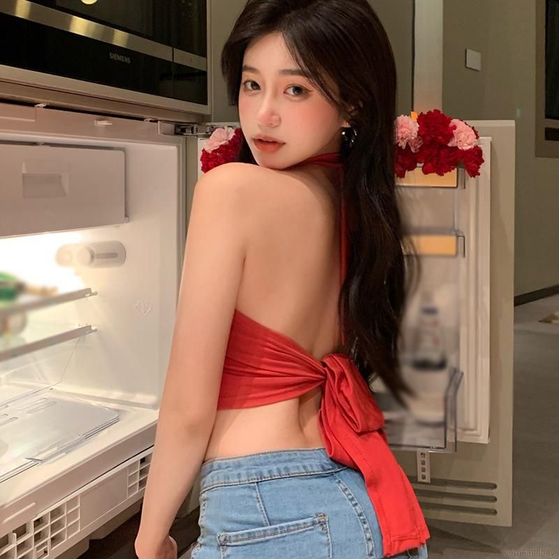 Áo Yếm kiểu Croptop phong cách Hàn Quốc thiết kế dây buộc