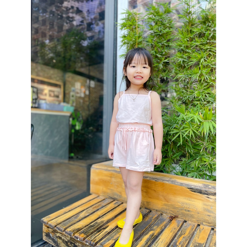 Bộ 2 Dây Cotton Xước Mềm Mại Bèo Viền Quần Dễ Thương Sofiacandy Sang Xịn Mịn Shushibaby