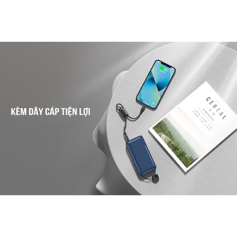 Sạc dự phòng kiêm củ sạc đa năng 22.5W PD 20W 10000mah Remax RPP-278