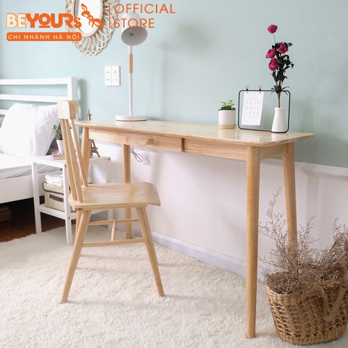 Bàn làm việc BEYOURs Dra Long Table gỗ cao su chắc chắn, thiết kế hiện đại (2 màu: gỗ, nâu)
