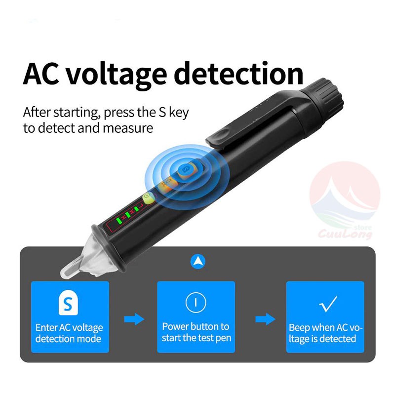 Bút Thử Điện Thông Minh, Cảm Biến Không Tiếp Xúc, Có Đèn Pin, Tự Ngắt Khi Không Sử Dụng, bút dò điện cảm ứng đứt ngầm