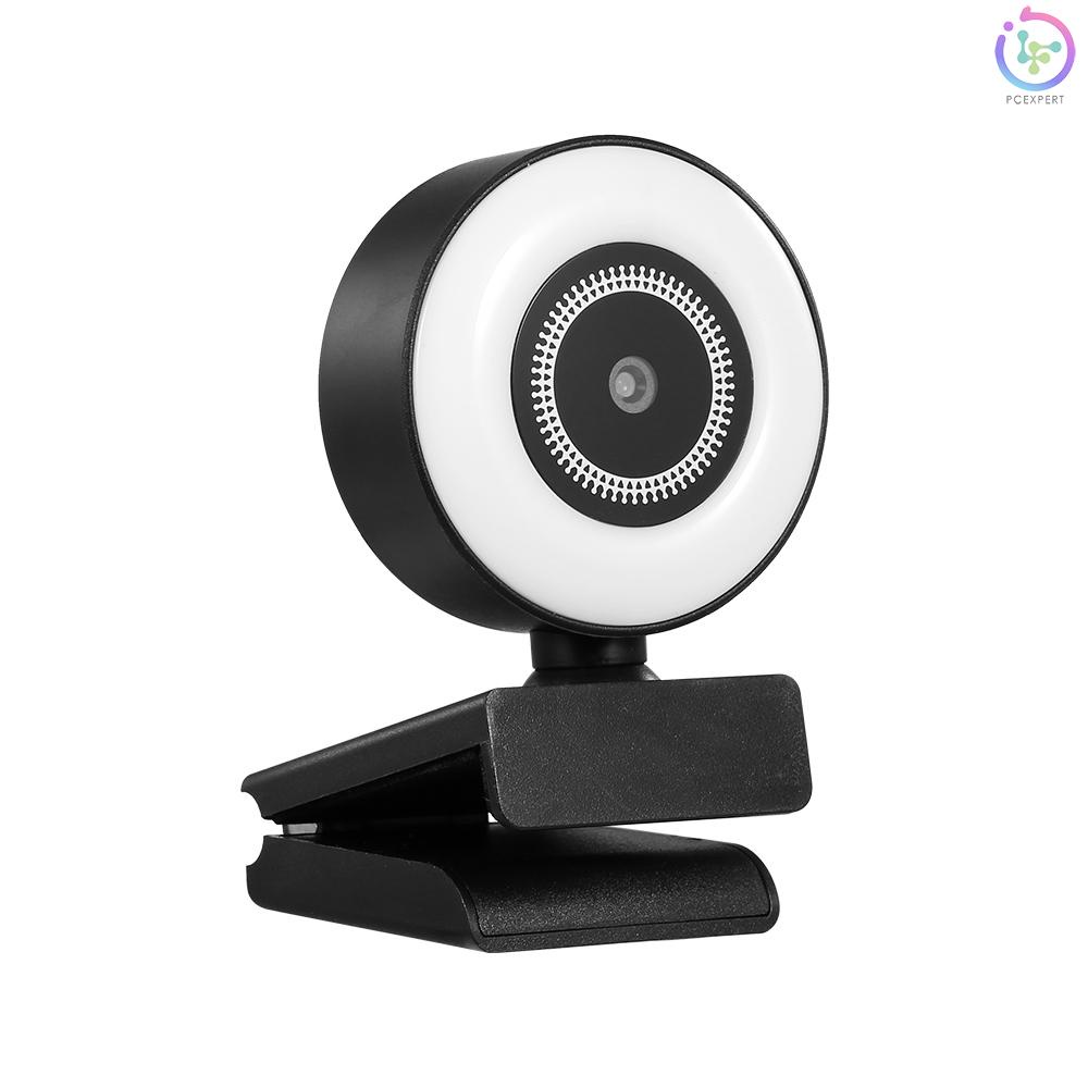 1080P HD Webcam with Ring Light Mini Autofocus Webcam Built in Microphone Webcam for Video/Live Streaming/Videoconferencing