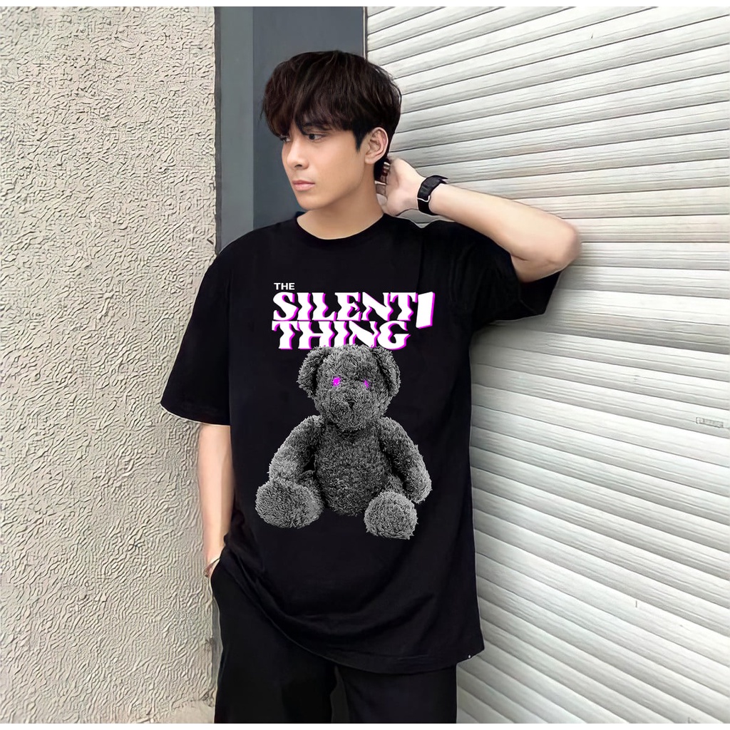 Áo thun Gấu mắt tím thun cotton 2 chiều co giãn 2 màu Đen và Trắng - unisex nam nữ