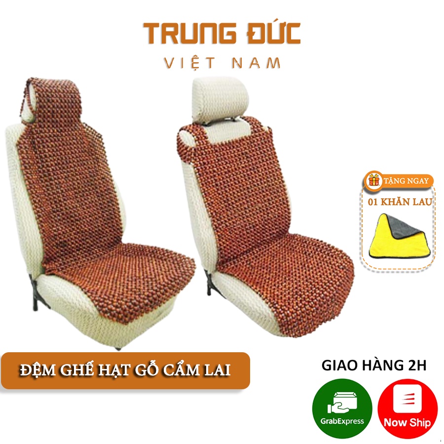 Đệm ghế hạt gỗ TRUNGDUCVN loại gỗ cẩm lai tự nhiên, giúp tựa lưng massage ghế ô tô và văn phòng