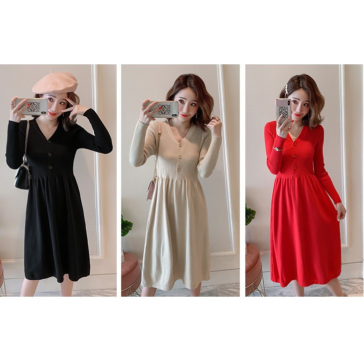 Váy Bầu Đầm Bầu LEN Cho Bé Bú Sau Sinh A1598