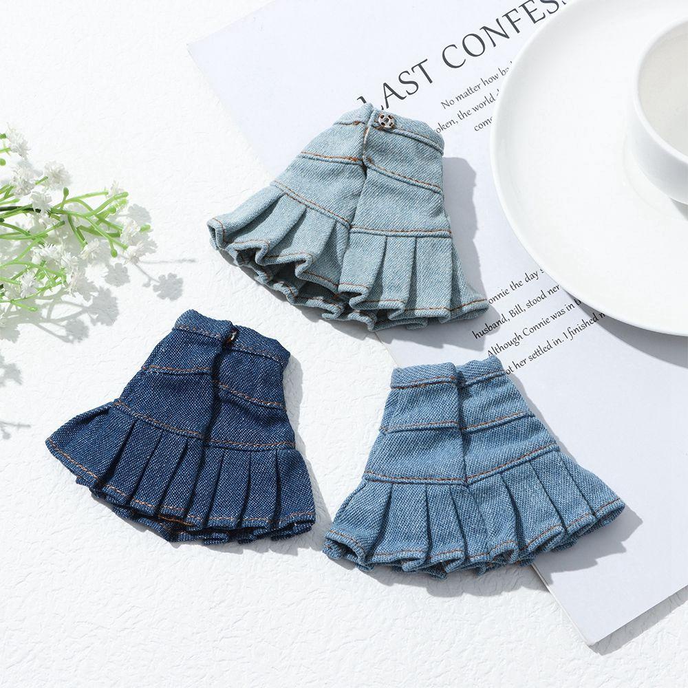 BEBETTERM Đầm Jean Xanh Mini 30cm Thời Trang Cho Búp Bê