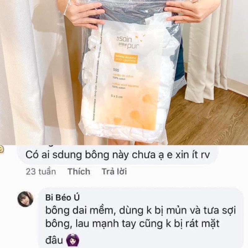 Bông tẩy trang hữu cơ (600 miếng) tẩy sạch bụi bẩn và lớp trang điểm cho mọi loại da Tetra Le Soin à l'Etat pur, Pháp