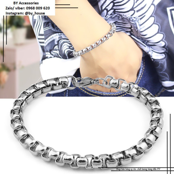 Lắc tay titan nam không đen không gỉ MB021805
