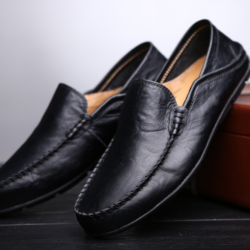 Giầy Lười da bò Cao cấp gia công trong nước, đế khâu, đế cao su cực bền - G116