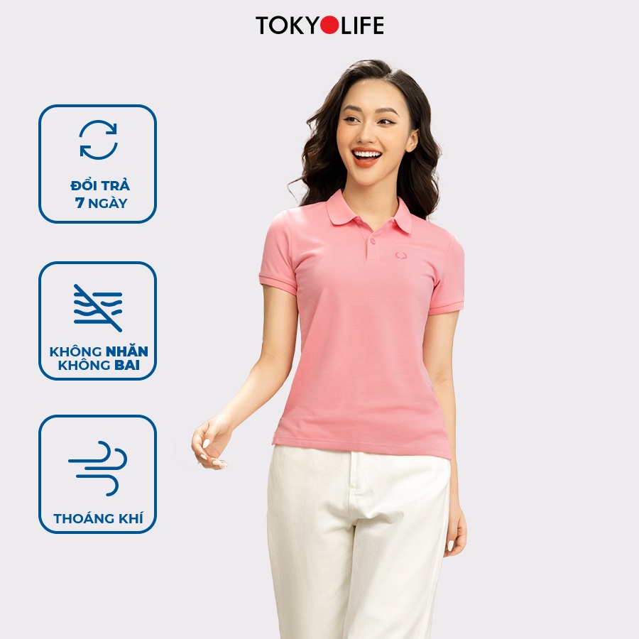 Áo Polo Nữ Cotton Cao Cấp, Basic Thoáng Mát TOKYOLIFE dáng ôm I9POL800I