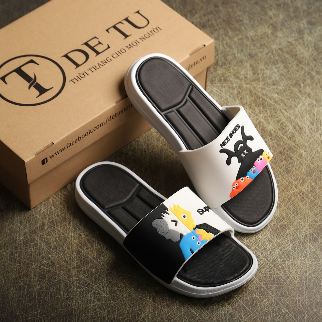 Dép Quai Ngang Unisex DETU DNT16 Họa Tiết KAWS