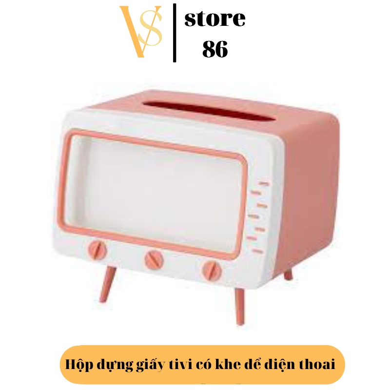 Hộp Đựng Giấy, Hộp Đựng Khăn Giấy Hình TiVi Có Khe Để Điện Thoại Tiện Lợi