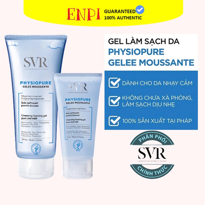 Sữa rửa mặt cho da nhạy cảm SVR Physiopure Gelee Moussante