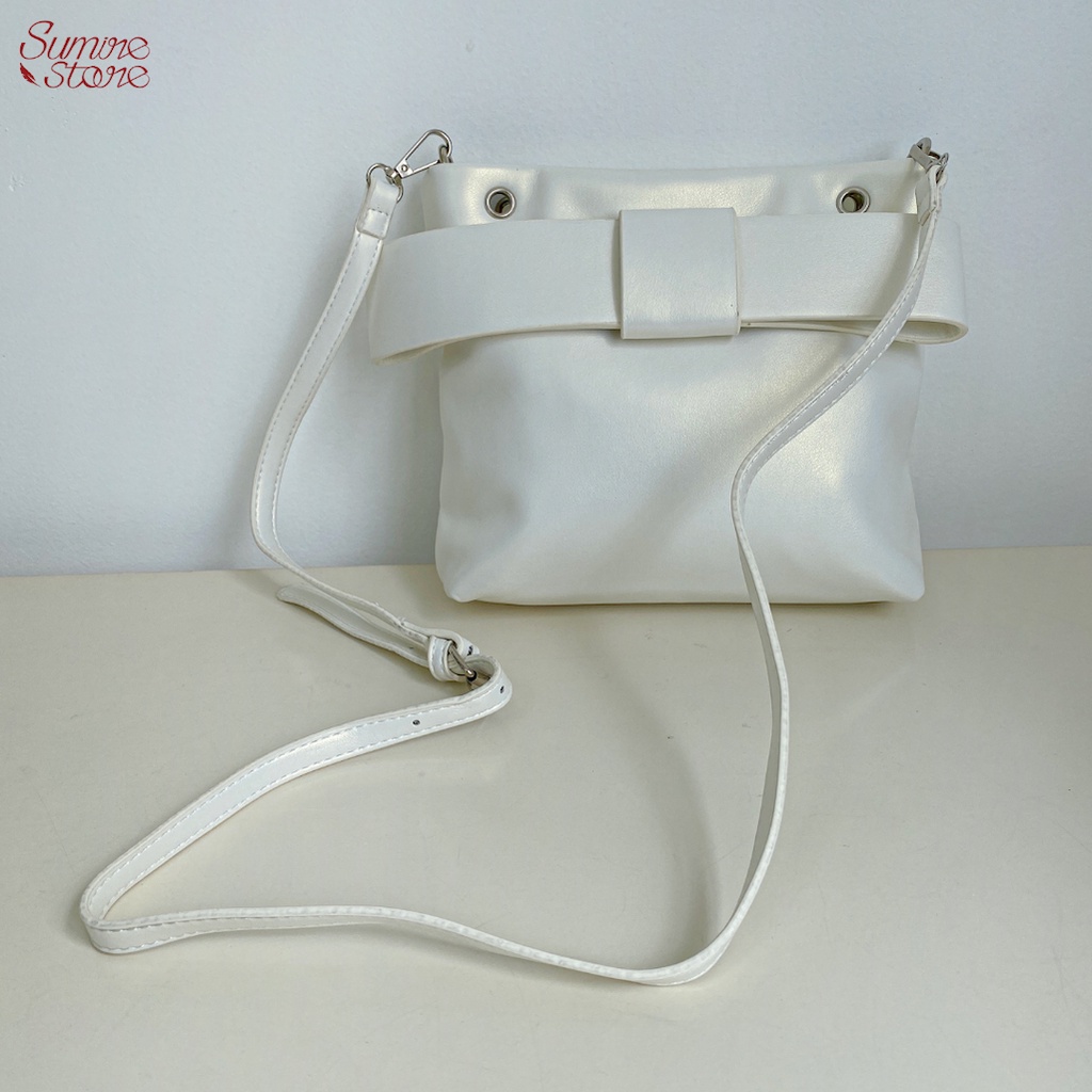 Sumire Store Túi xách nơ vuông trắng