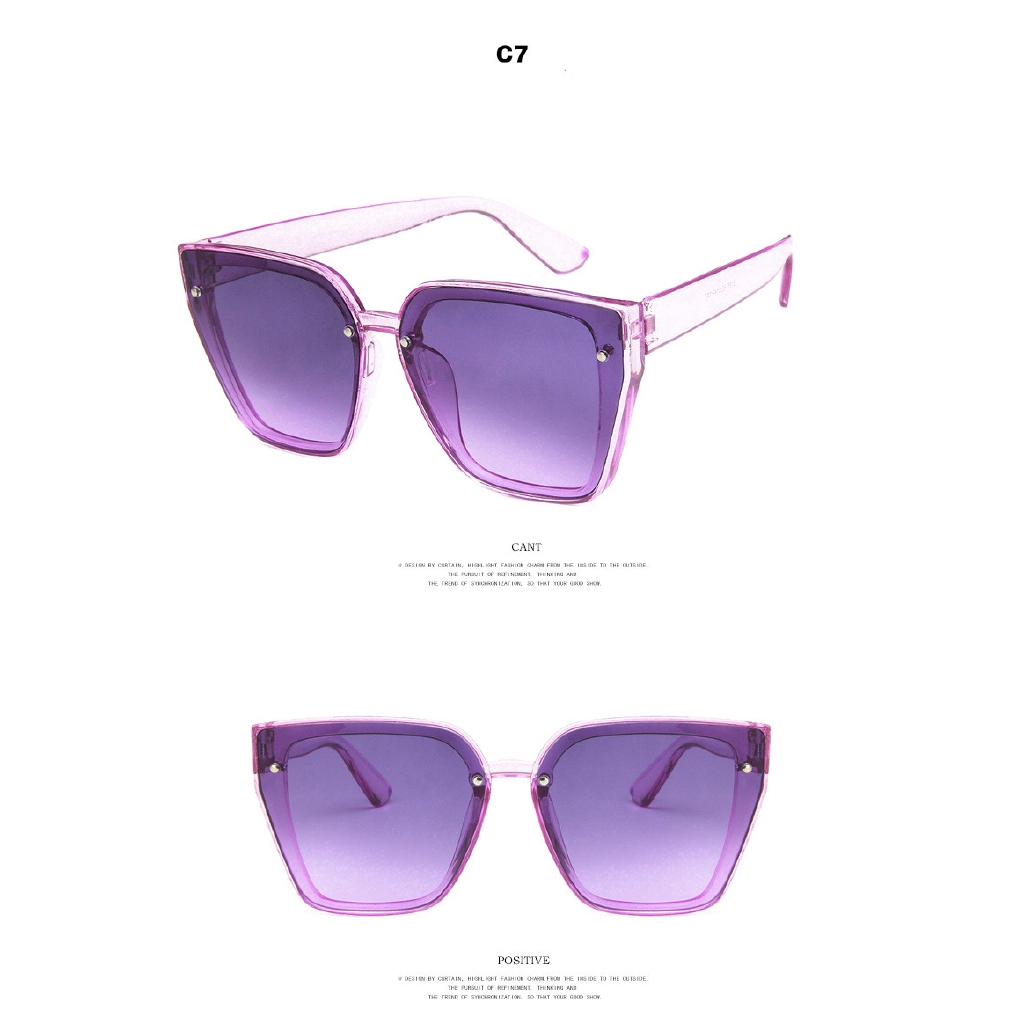 Kính mát  Thời trang mới đinh tán vuông đơn giản nam nữ hoang dã khung lớn