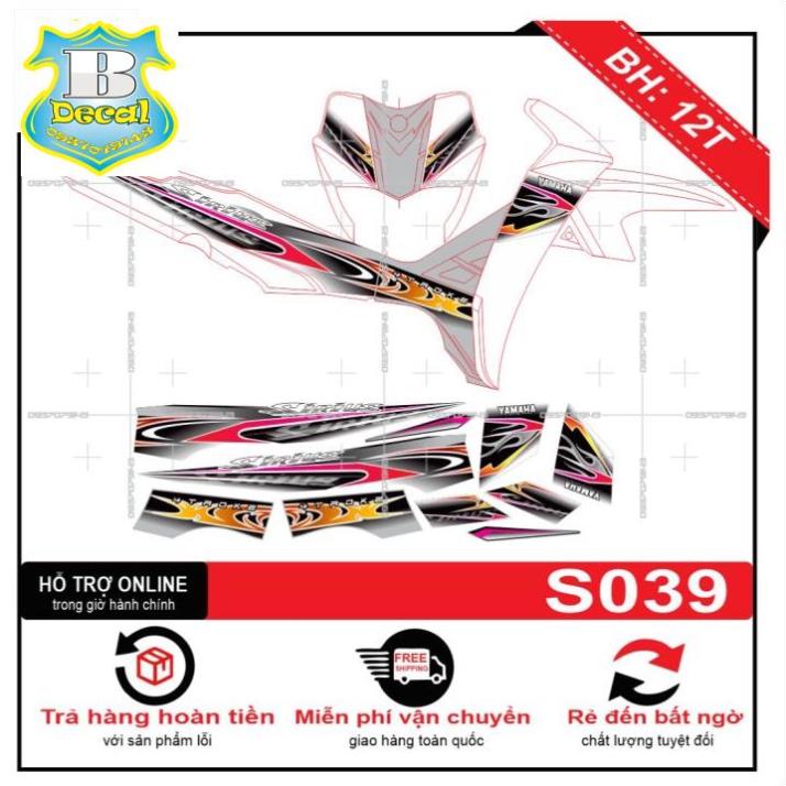 ( Quí khách vui lòng mang ra tiệm cho thợ dán ) Tem sirius dán xe trắng S039 [Bi Decal]