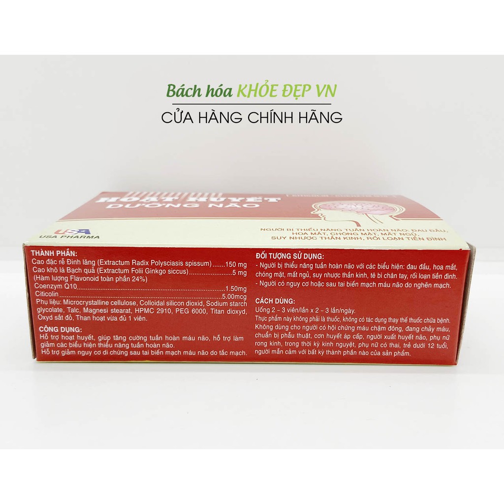Hoạt Huyết Dưỡng Não giảm đau đầu, hoa mắt, chóng mặt - Hộp 100 viên [Hoạt Huyết Dưỡng Não]