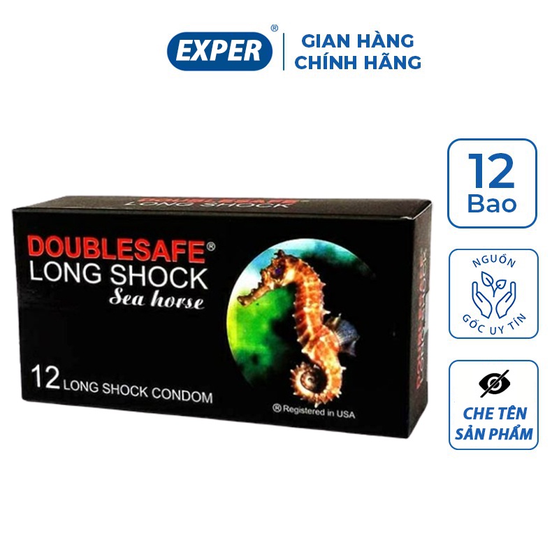 Bao cao su Cá Ngựa Doublesafe Longshock, bcs gân gai siêu mỏng kéo dài thời gian quan hệ