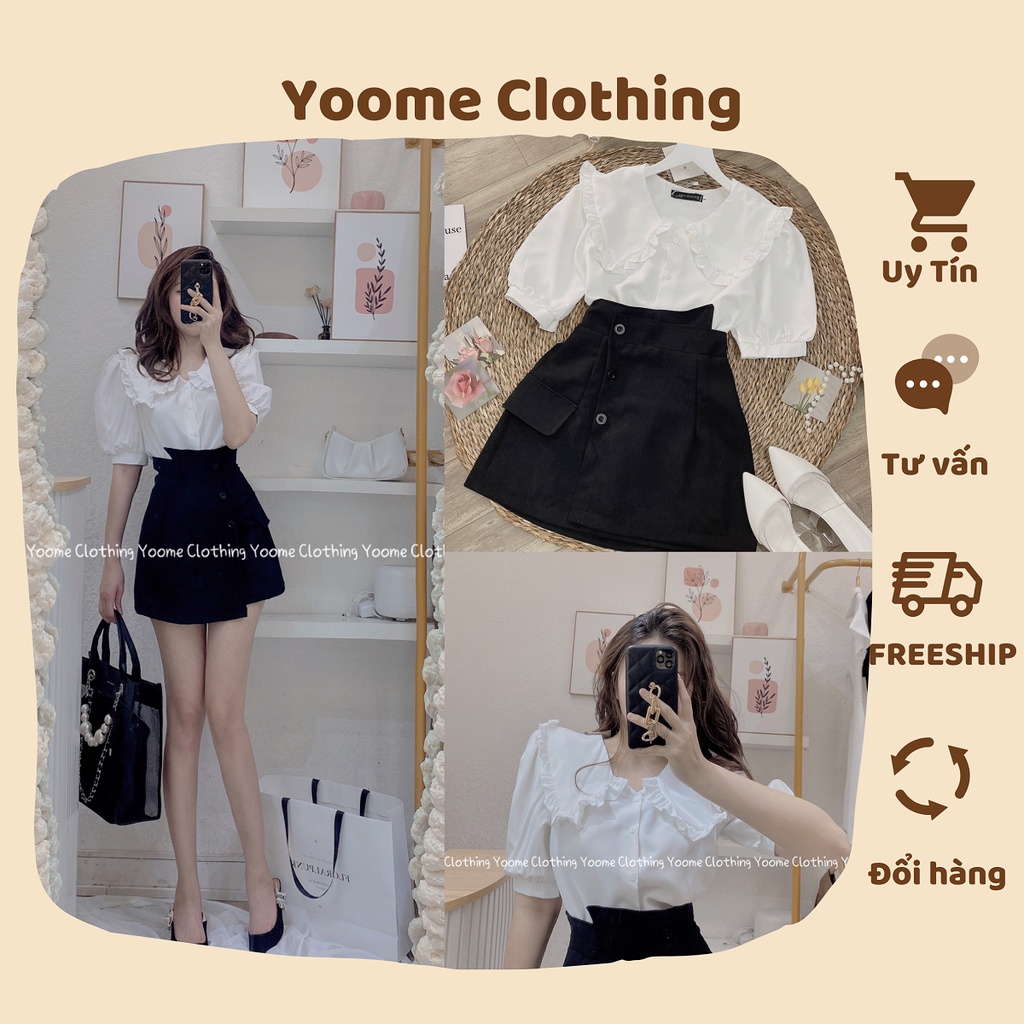 Set áo sơ mi tay phồng chân váy cạp lệch có quần , set áo váy công sở cho nữ Yoome Clothing ( ẢNH THẬT TẠI SHOP )