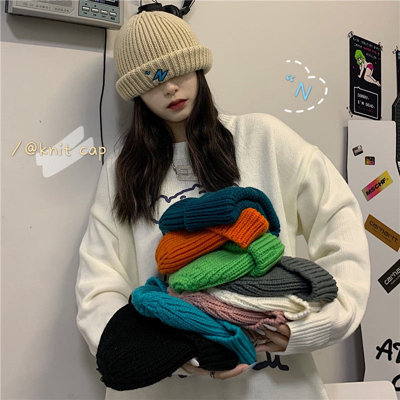 Mũ Len Thêu Chữ Phong Cách Hiphop Thời Trang Thu Đông Hàn Quốc