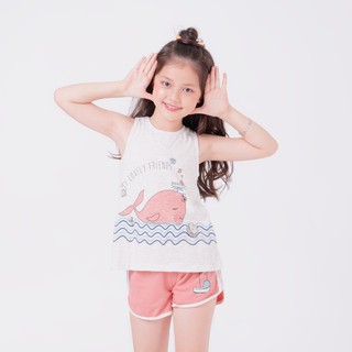 Bộ Quần Áo Tanktop In Cá Voi Bé Gái (3-9 Tuổi) K's Closet K412NIS TM