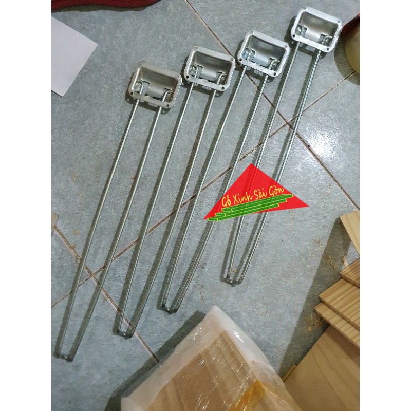 Bộ chân bàn gấp gọn 4 chân bằng sắt mạ kẽm cao 45cm