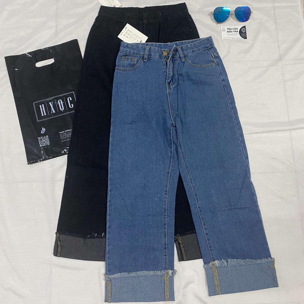 [Bán chạy +video ] Quần Jeans nữ ống rộng lưng cao Ulzzang Quảng Châu QDJ68