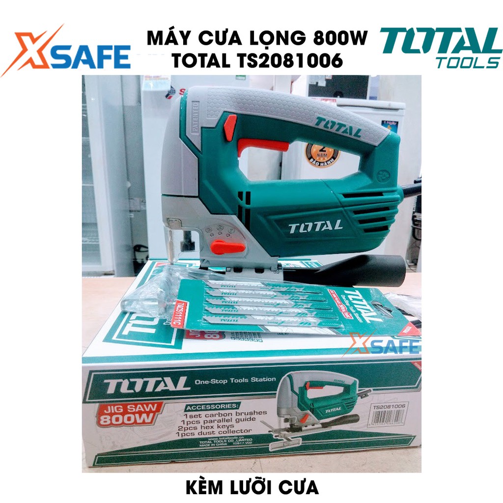Máy cưa lọng 800W TOTAL TS2081006 Tặng kèm lưỡi cưa Máy cưa lọng Total tốc độ không tải 800-3000 vòng/phút - Chính hãng