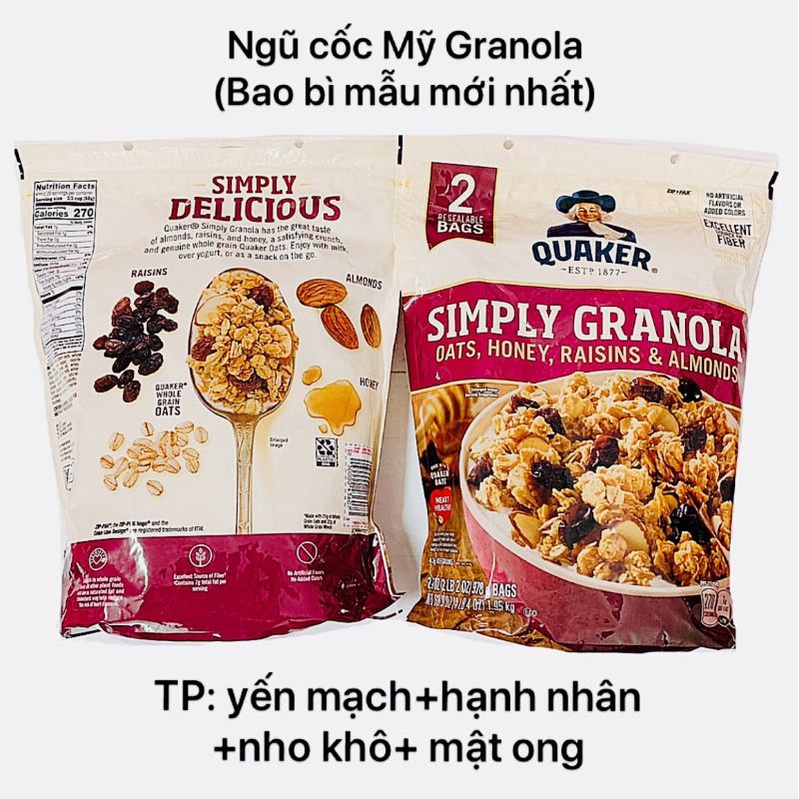 [Date 8/2022] Ngũ cốc Mỹ Quaker Granola