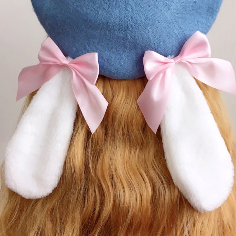 Mũ beret tai thỏ dễ thương 10MK giữ ấm dành cho nữ