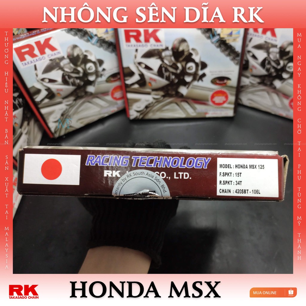 Nhông sên dĩa RK xe Honda MSX 125cc chính hiệu