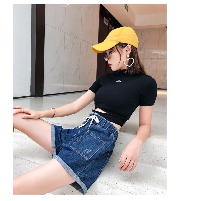quần short jean big size lưng thun dây rút 2 túi cao cấp size 70-90kg