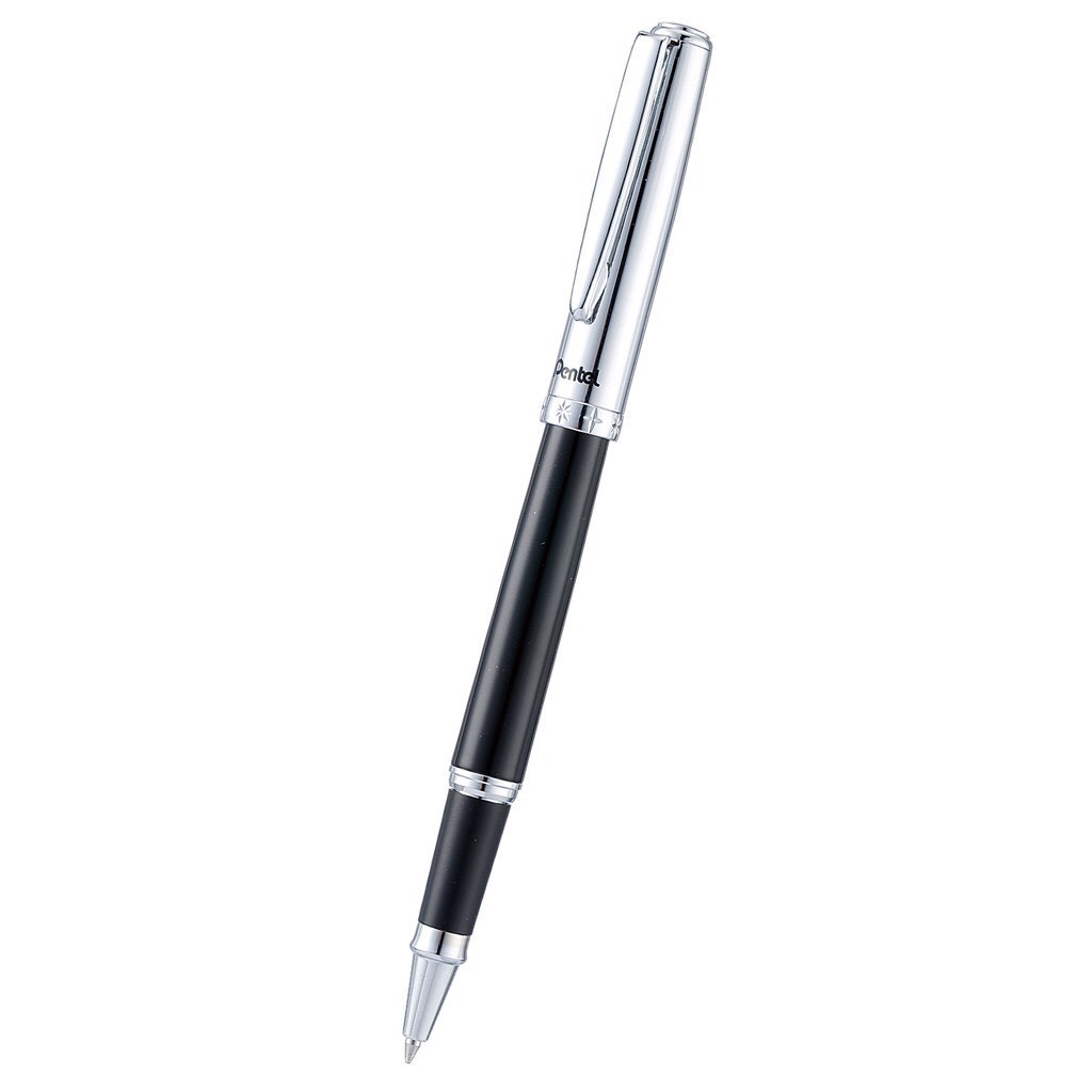 Bút ký CAO CẤP Pentel Thân ĐEN nắp BẠC mực gel xanh 0.7mm K630A-C kèm hộp nhung sang trọng