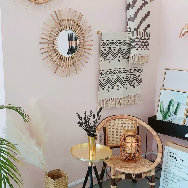 Thảm dệt thủ công canvas trải sàn, thảm trải bàn ghế phong cách Bắc Âu